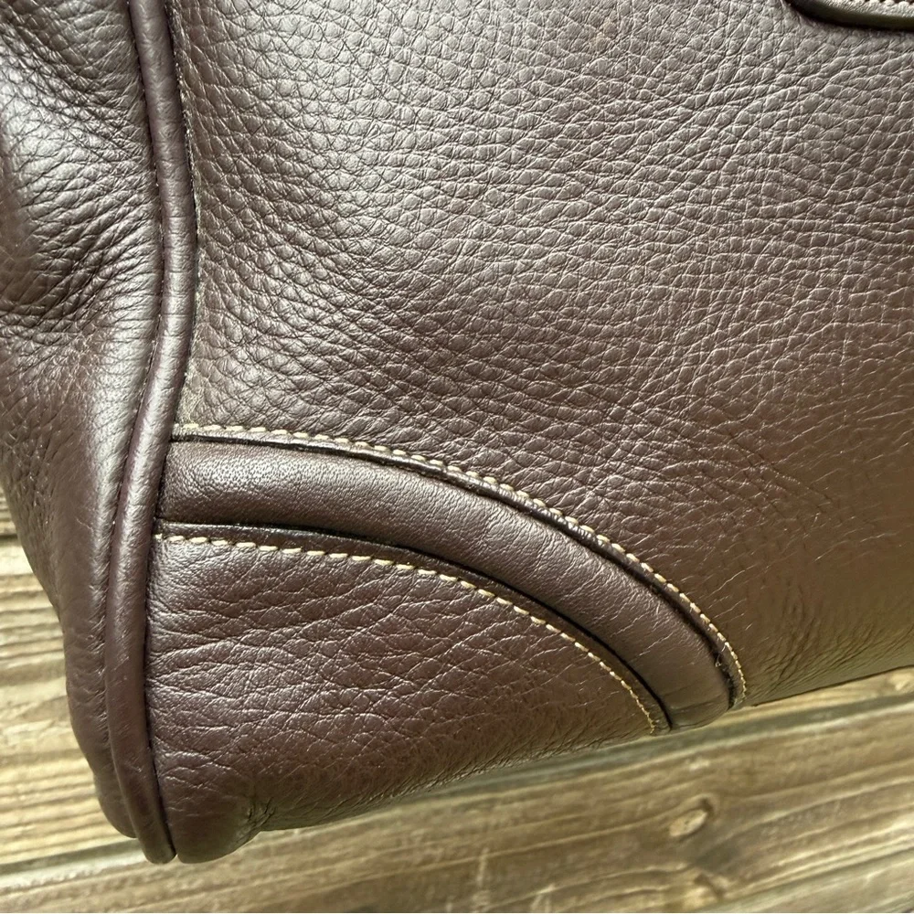 Chocolate Brown Leather Satchel Shoulder Bag by Franklin Covey with Coach Vibes